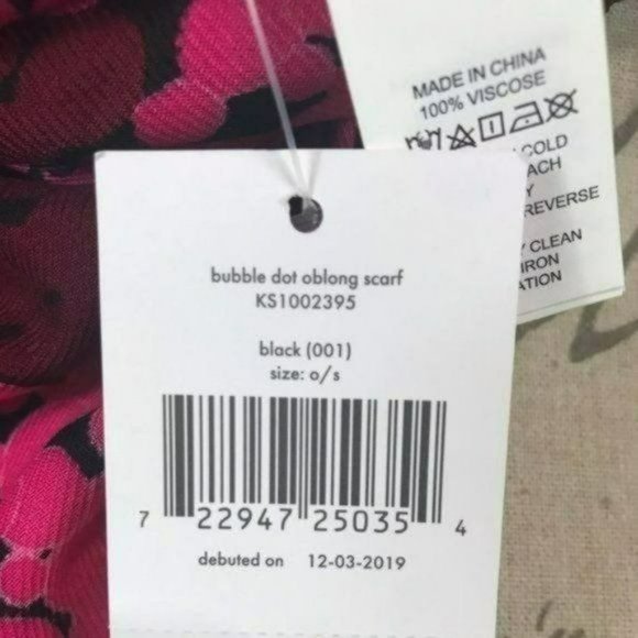 Kate Spade Bubble Dot Oblong Scarf Barbiecore Pink Red Black, Brand New - Picture 7 of 7